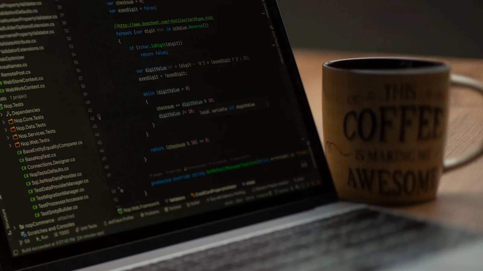 Developer writing TypeScript code with type guard functions in an editor