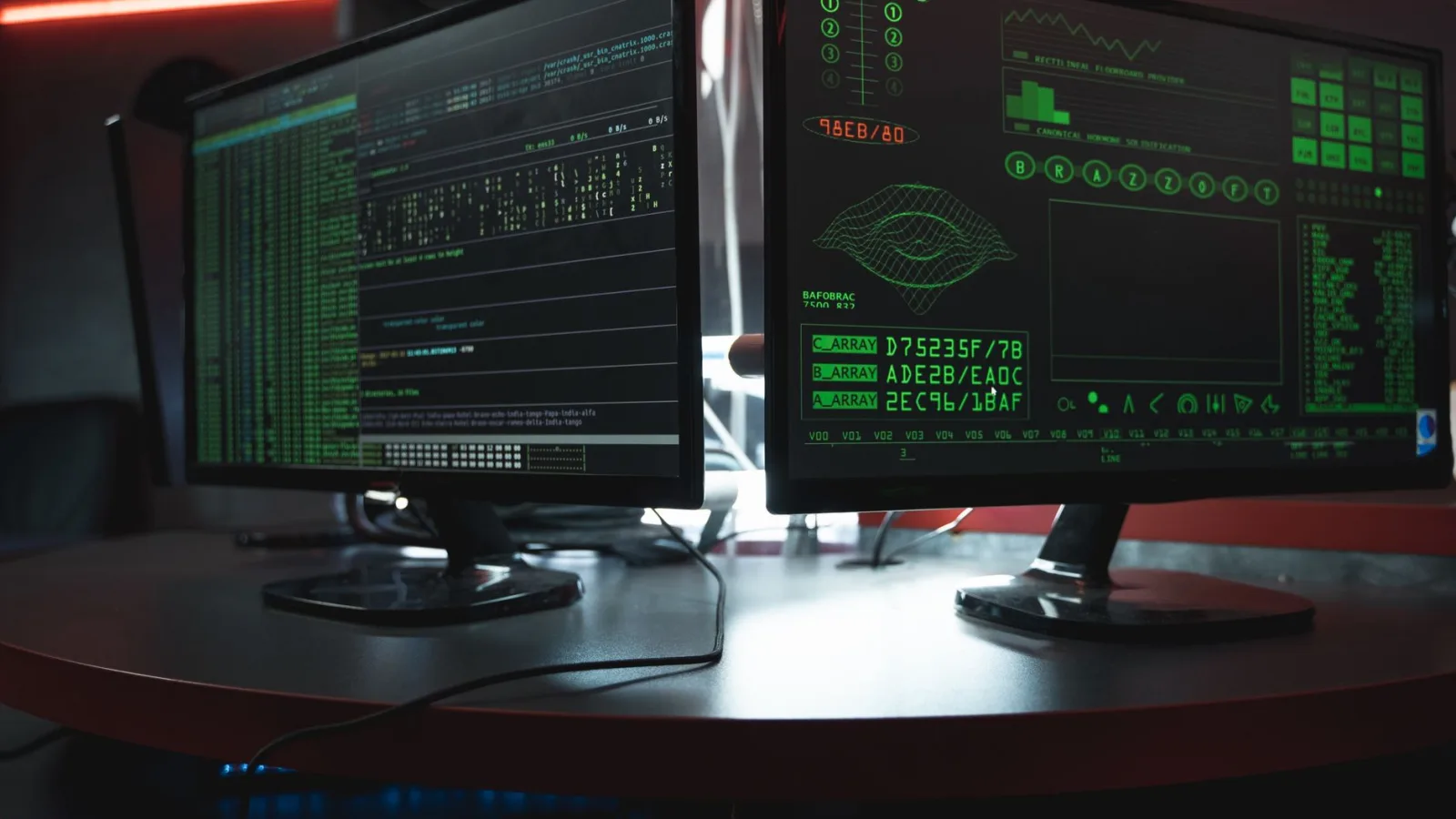 Developer looking at code with security warnings on a monitor